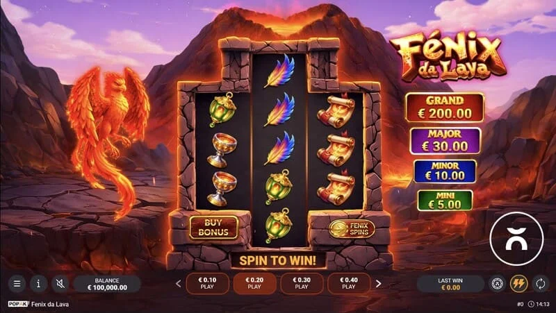 Fenix da Lava - mga reel na may mga barya at nagliliyab na parol
